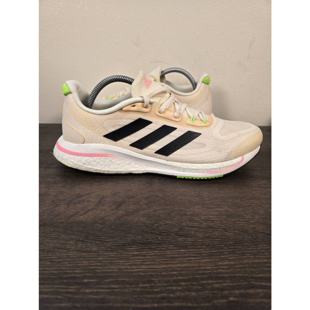 Adidas Supernova+ Womens Running Shoe Size 10.5 GY8313 Training Beige/Black/Pink